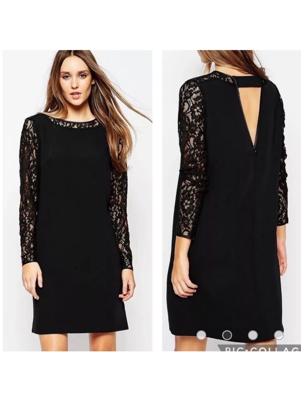 REISS Cersei crepe and lace shift dress